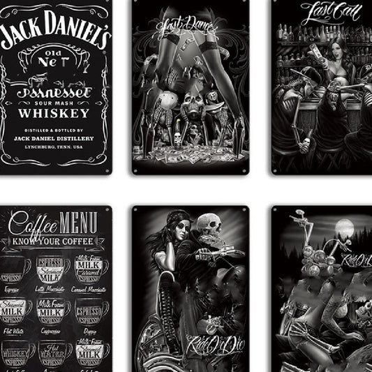Black & White Metal Tin Sign