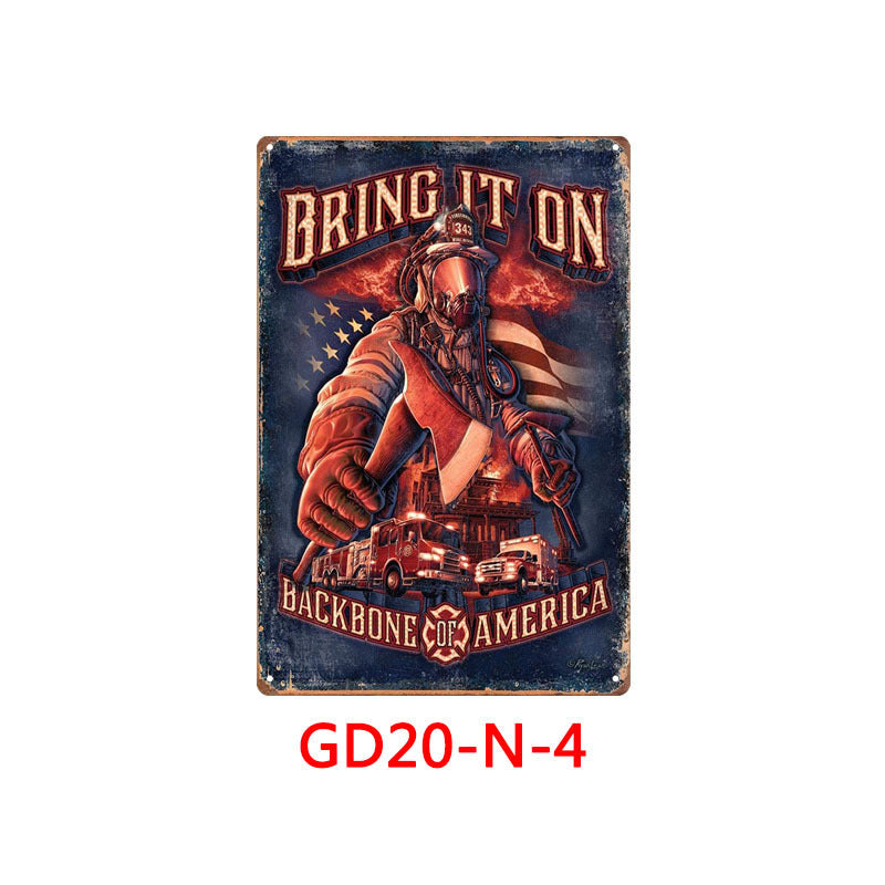 Firefighters Metal Tin Sign