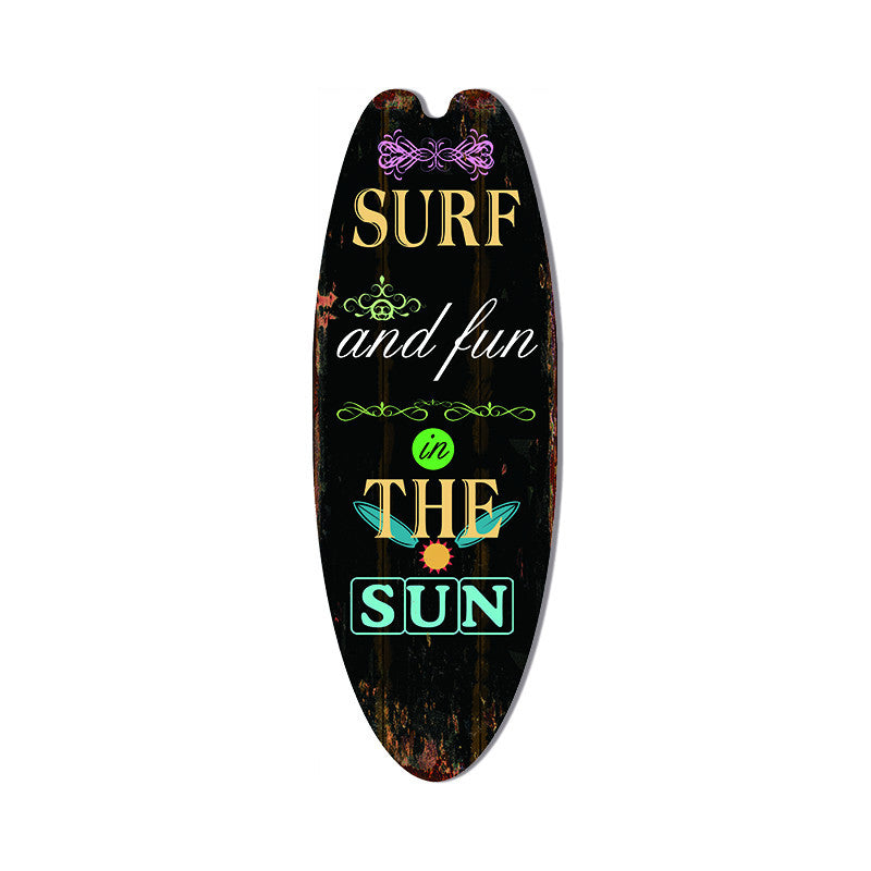 Wooden Surfboard Sign