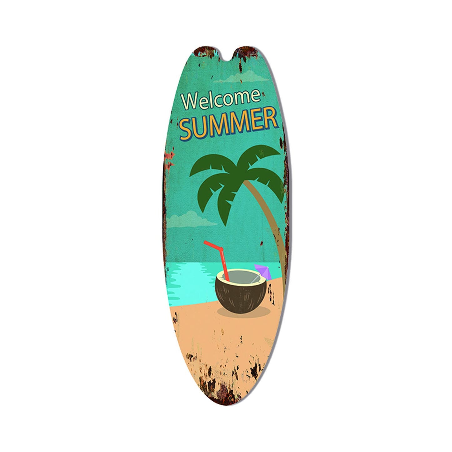 Wooden Surfboard Sign