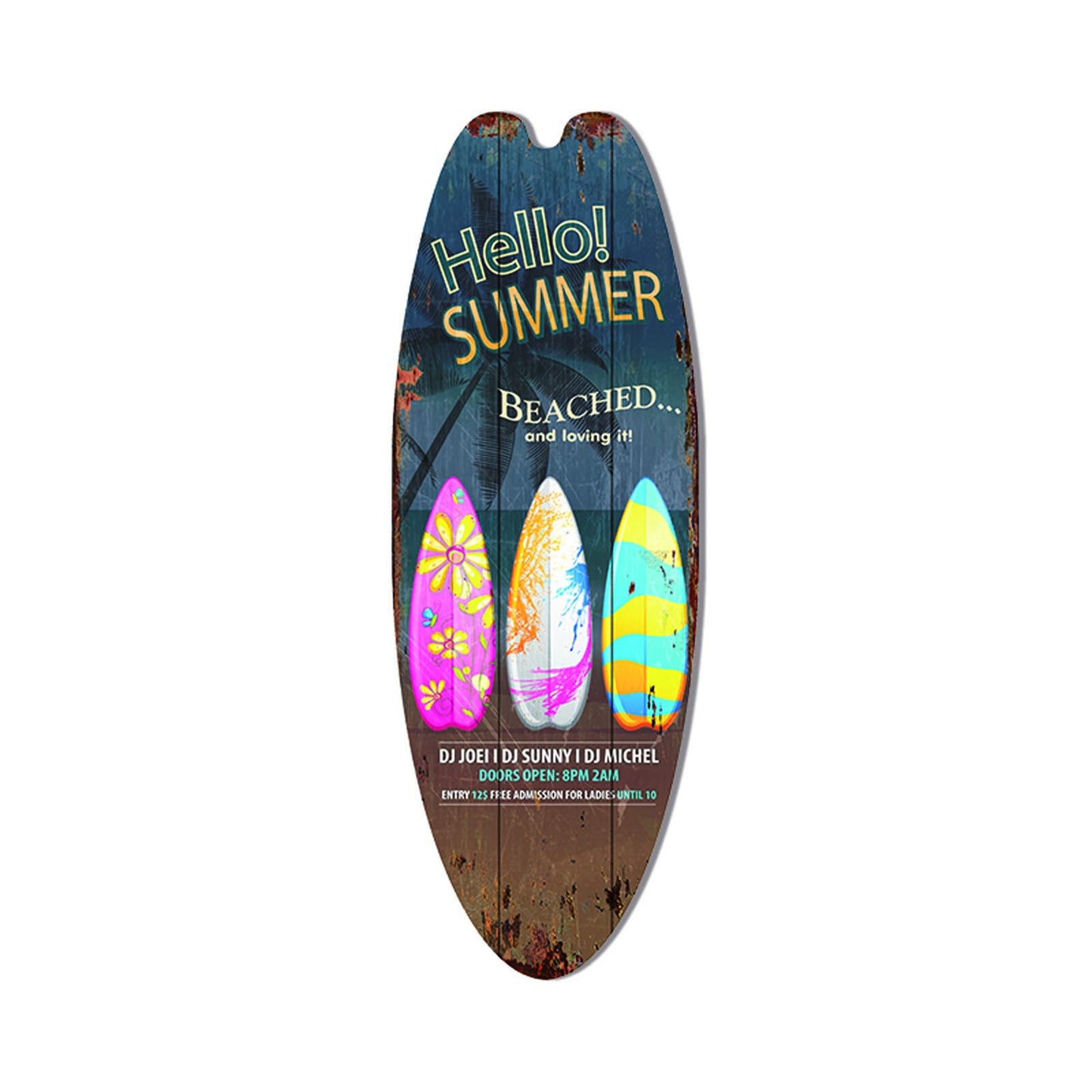 Wooden Surfboard Sign