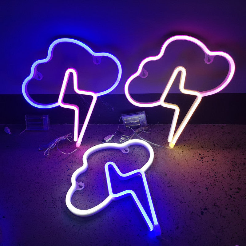 Clouds Lightning Neon Sign