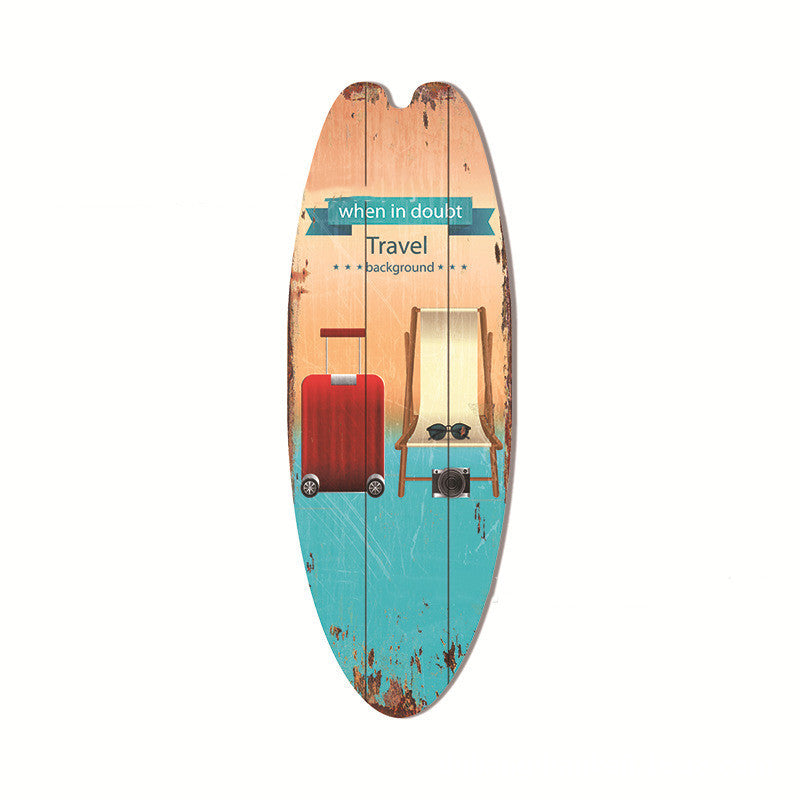 Wooden Surfboard Sign